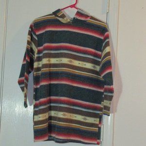 MARGO'S Colorful Striped Southwest Polyester/Cotton Hoodie Medium